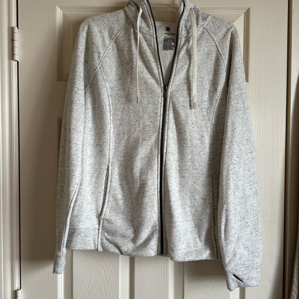 ALL IN MOTION ZIPPERED HOODIE WITH THUMB CATCHERS- COTTON AND POLYESTER BLEND
